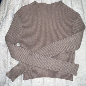 SHEIN Women's Taupe Ribbed Turtleneck Sweater